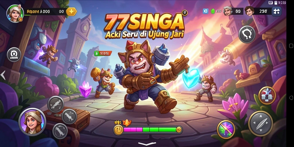 Tampilan aksi mendebarkan dalam gameplay 77SINGA.