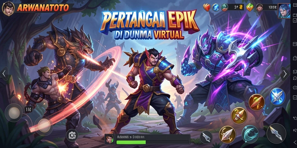 Screenshot gameplay ARWANATOTO menampilkan aksi pertarungan seru dan grafis menawan.