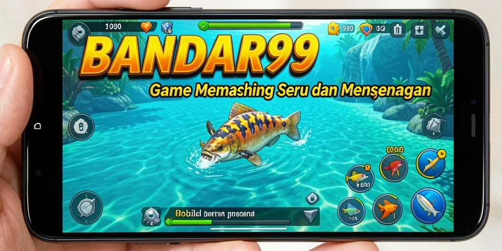 Tampilan gameplay BANDAR99 menunjukkan aksi memancing yang seru dan interaksi dengan lingkungan.