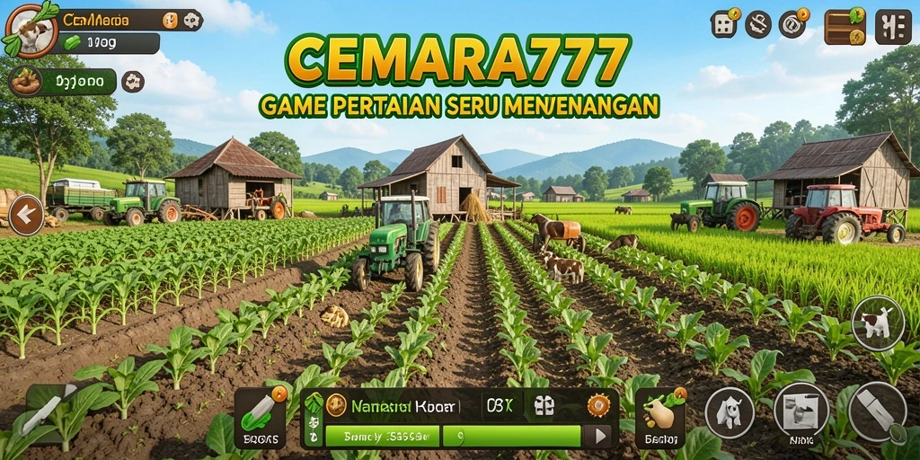 Screenshot utama CEMARA777 menampilkan pengalaman bertani yang seru dan interaktif.