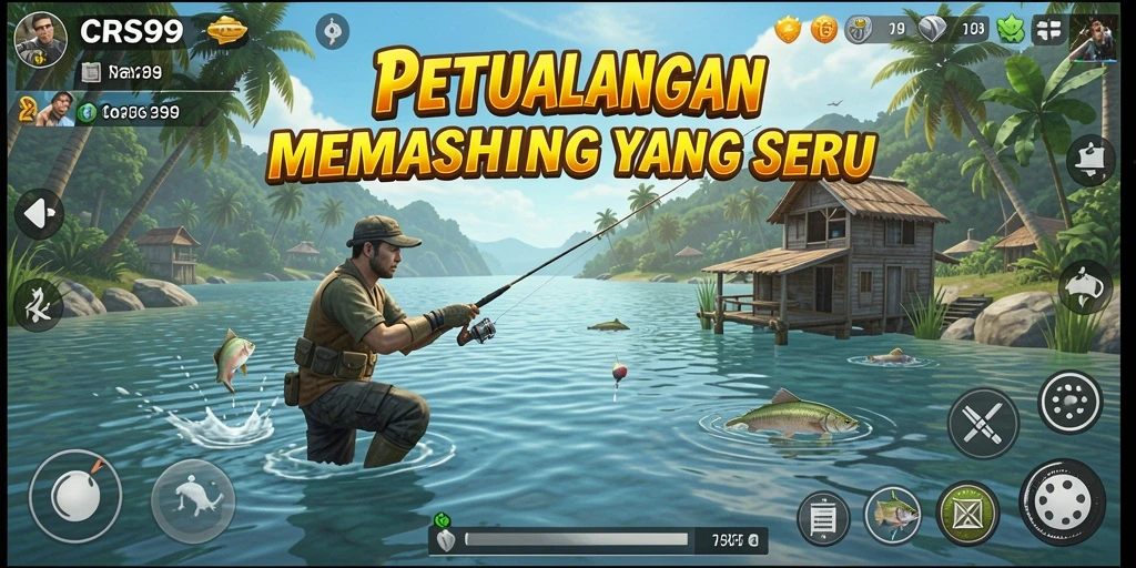 Tampilan gameplay menarik dari CRS99 saat memancing di danau.