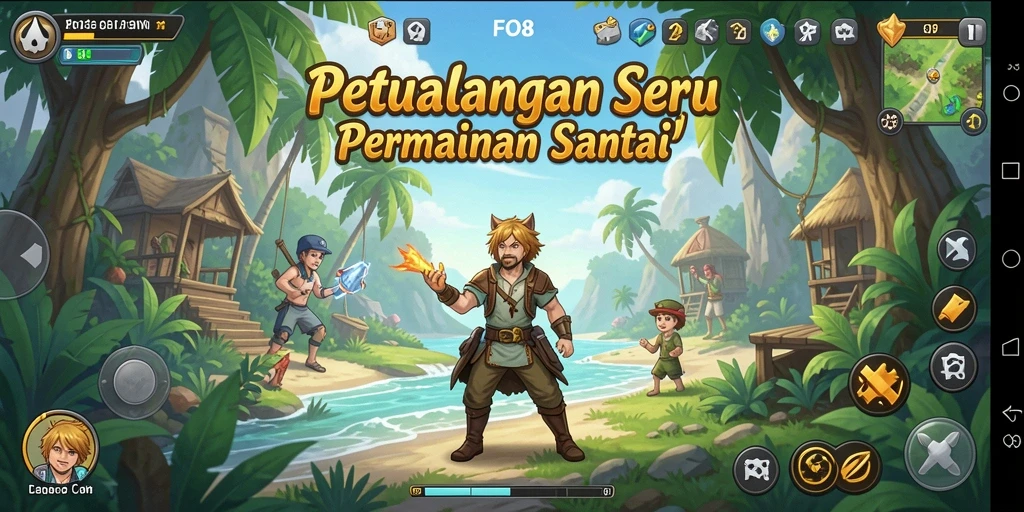 Screenshot gameplay FO8 menampilkan karakter lucu dan tantangan menantang.