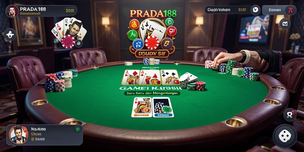 Screenshot dari pengalaman bermain poker yang seru di PRADA188.