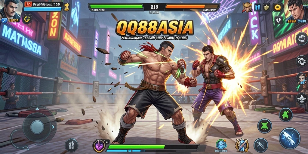 Tangkapan layar utama QQ88ASIA menampilkan aksi pertarungan yang intens.