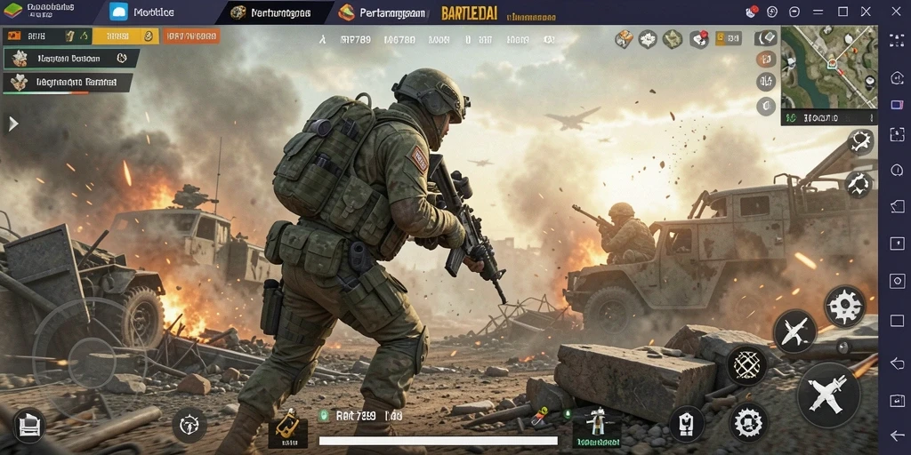Screenshot utama RR789 menampilkan pertempuran intens dalam mode Battle Royale.