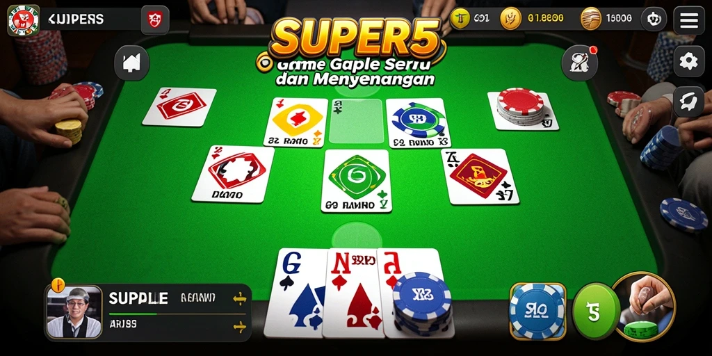 Gameplay seru Gaple di SUPER5 dengan tampilan mudah dipahami.