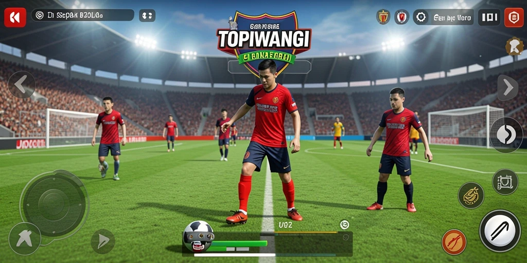 Tampilan gameplay seru dari game sepak bola TOPIWANGI