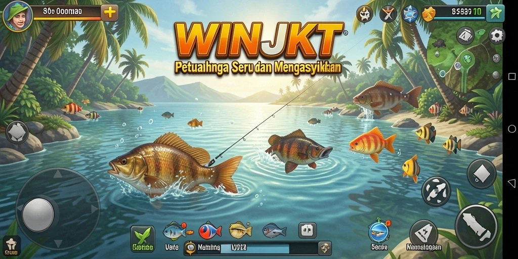 Tampilan menarik dari gameplay WINJKT pada saat memancing.